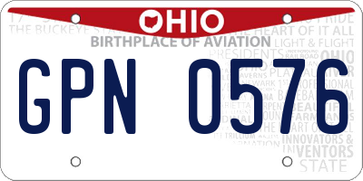 OH license plate GPN0576