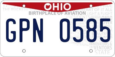 OH license plate GPN0585