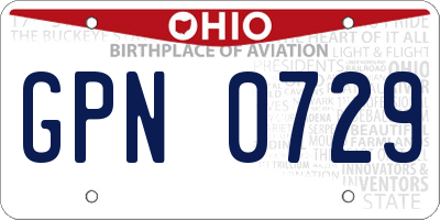 OH license plate GPN0729