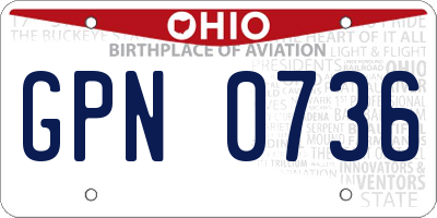 OH license plate GPN0736