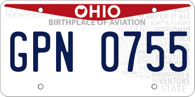 OH license plate GPN0755