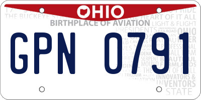 OH license plate GPN0791