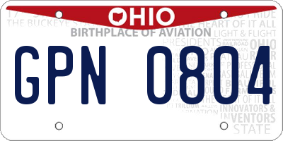 OH license plate GPN0804