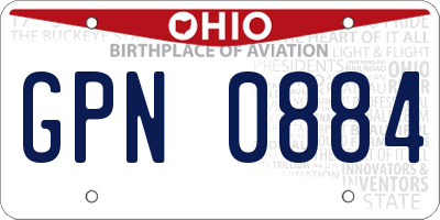 OH license plate GPN0884