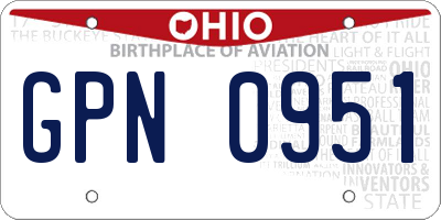 OH license plate GPN0951