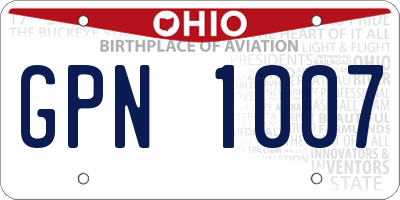 OH license plate GPN1007