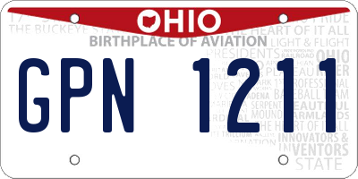 OH license plate GPN1211