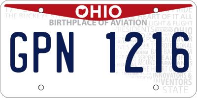 OH license plate GPN1216