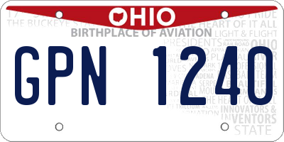 OH license plate GPN1240