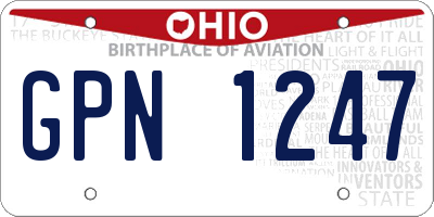 OH license plate GPN1247