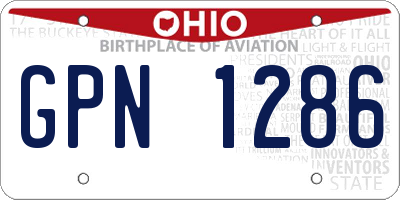 OH license plate GPN1286