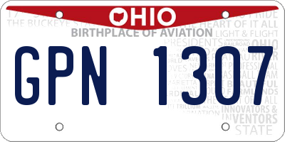 OH license plate GPN1307