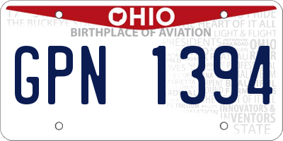 OH license plate GPN1394