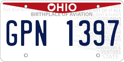 OH license plate GPN1397