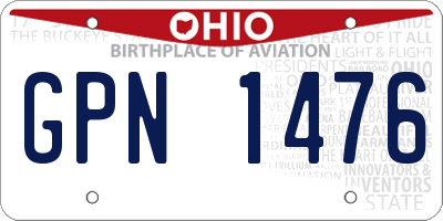 OH license plate GPN1476
