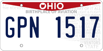 OH license plate GPN1517