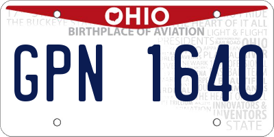 OH license plate GPN1640