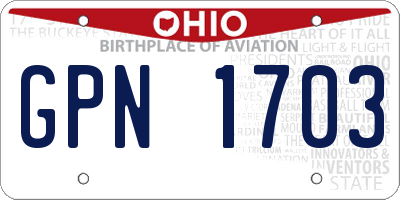 OH license plate GPN1703