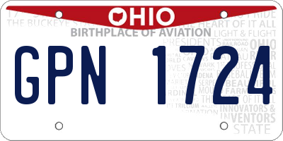 OH license plate GPN1724