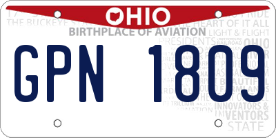 OH license plate GPN1809