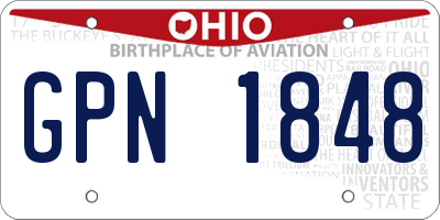 OH license plate GPN1848