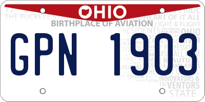 OH license plate GPN1903