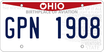 OH license plate GPN1908