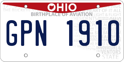 OH license plate GPN1910