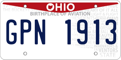 OH license plate GPN1913