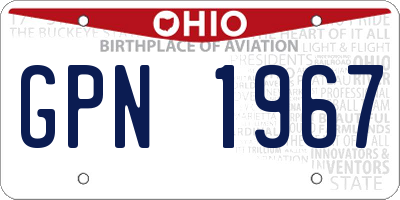 OH license plate GPN1967