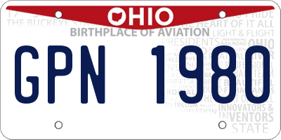 OH license plate GPN1980