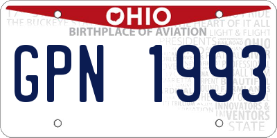OH license plate GPN1993