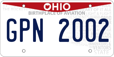 OH license plate GPN2002