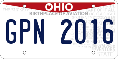 OH license plate GPN2016