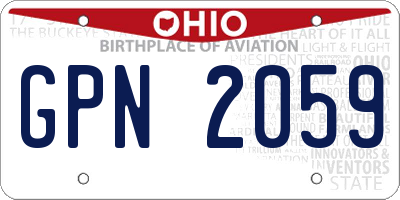 OH license plate GPN2059