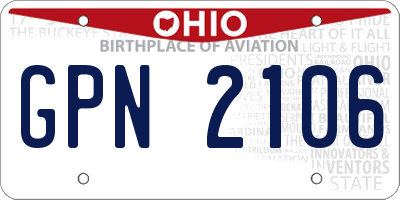 OH license plate GPN2106