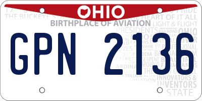 OH license plate GPN2136