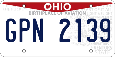 OH license plate GPN2139