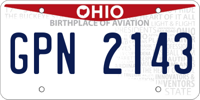 OH license plate GPN2143