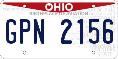 OH license plate GPN2156