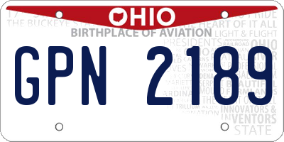 OH license plate GPN2189