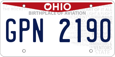 OH license plate GPN2190