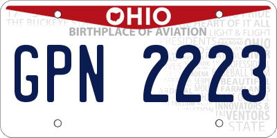 OH license plate GPN2223