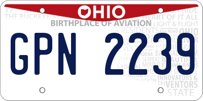 OH license plate GPN2239
