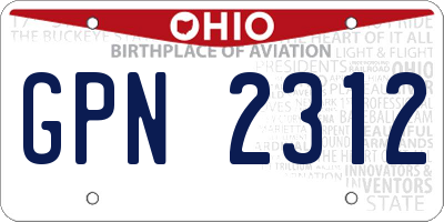 OH license plate GPN2312