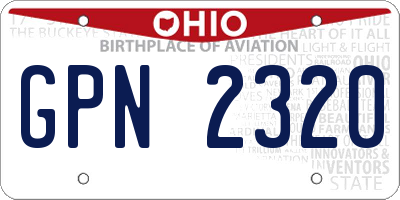 OH license plate GPN2320