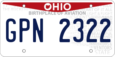 OH license plate GPN2322