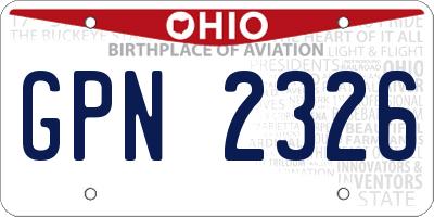 OH license plate GPN2326