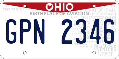 OH license plate GPN2346