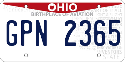 OH license plate GPN2365